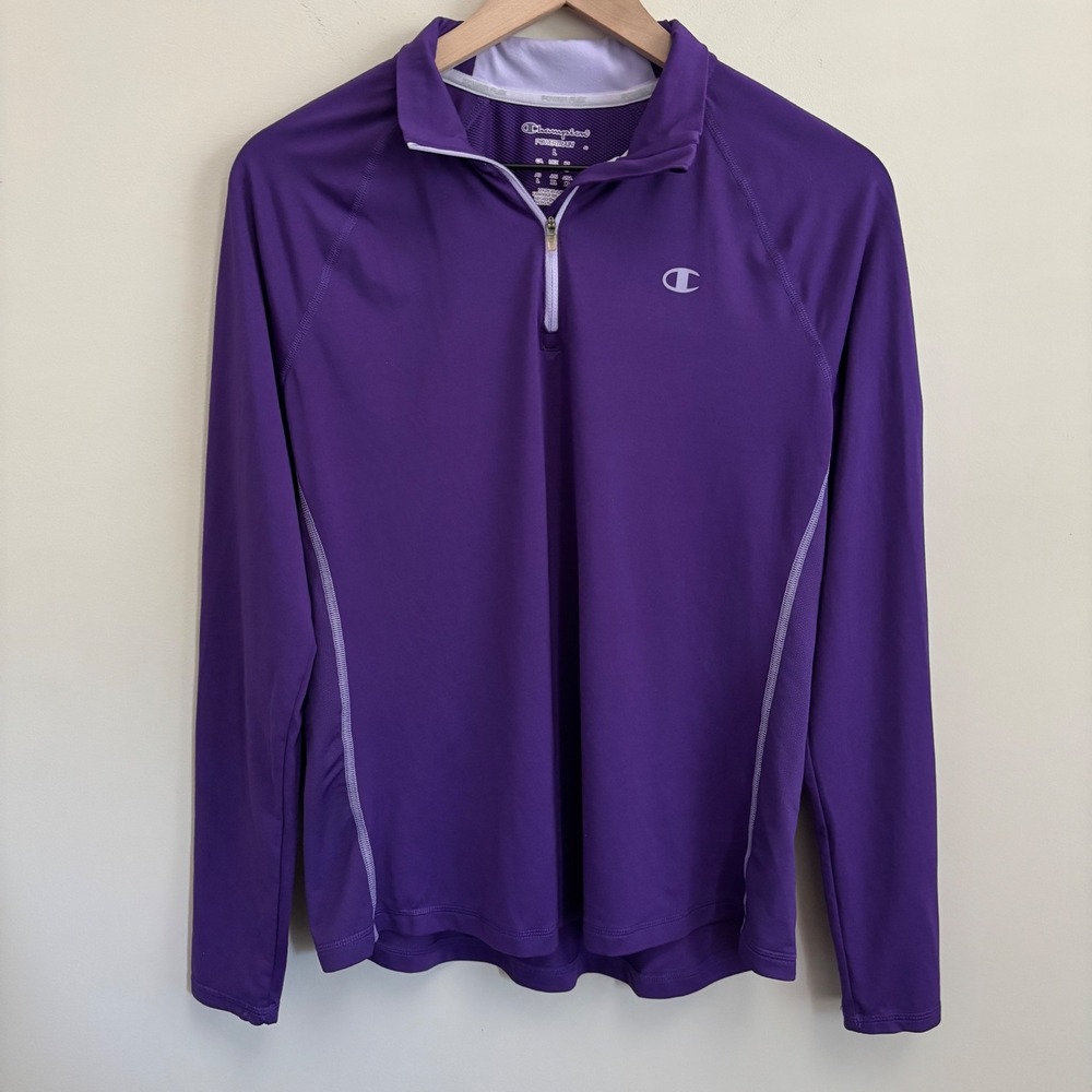Champion PowerTrain Power Flex Quarter Zip Pullover Purple Mens Large